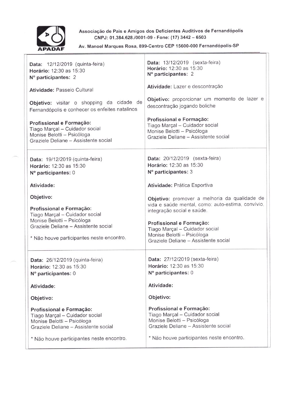 Página 11 de Prestação de Contas Mensal — Projeto CMDCA — 5ª Parcela — Janeiro/2020