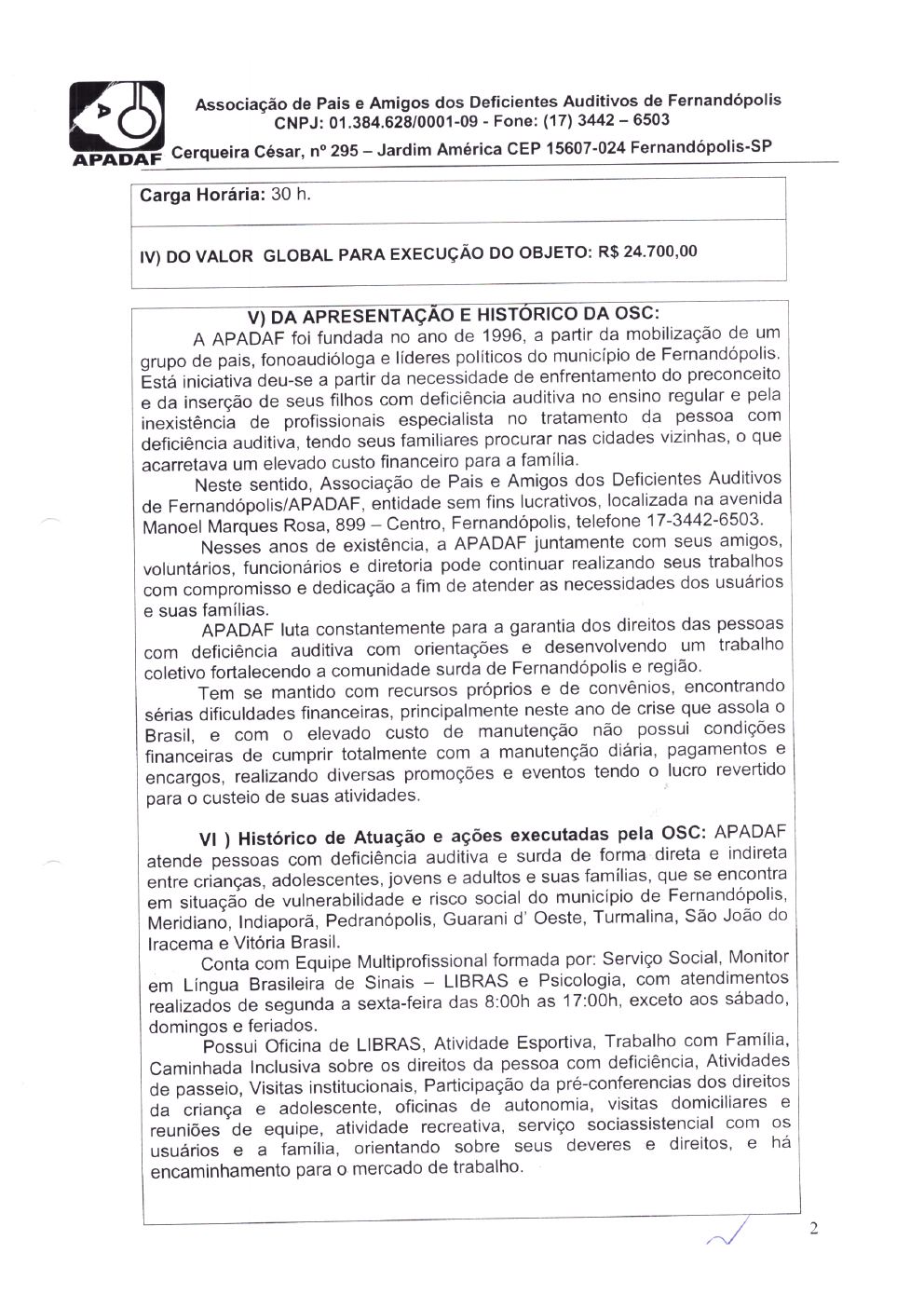 Página 2 de Plano de Trabalho — Projeto CMDCA — 2019