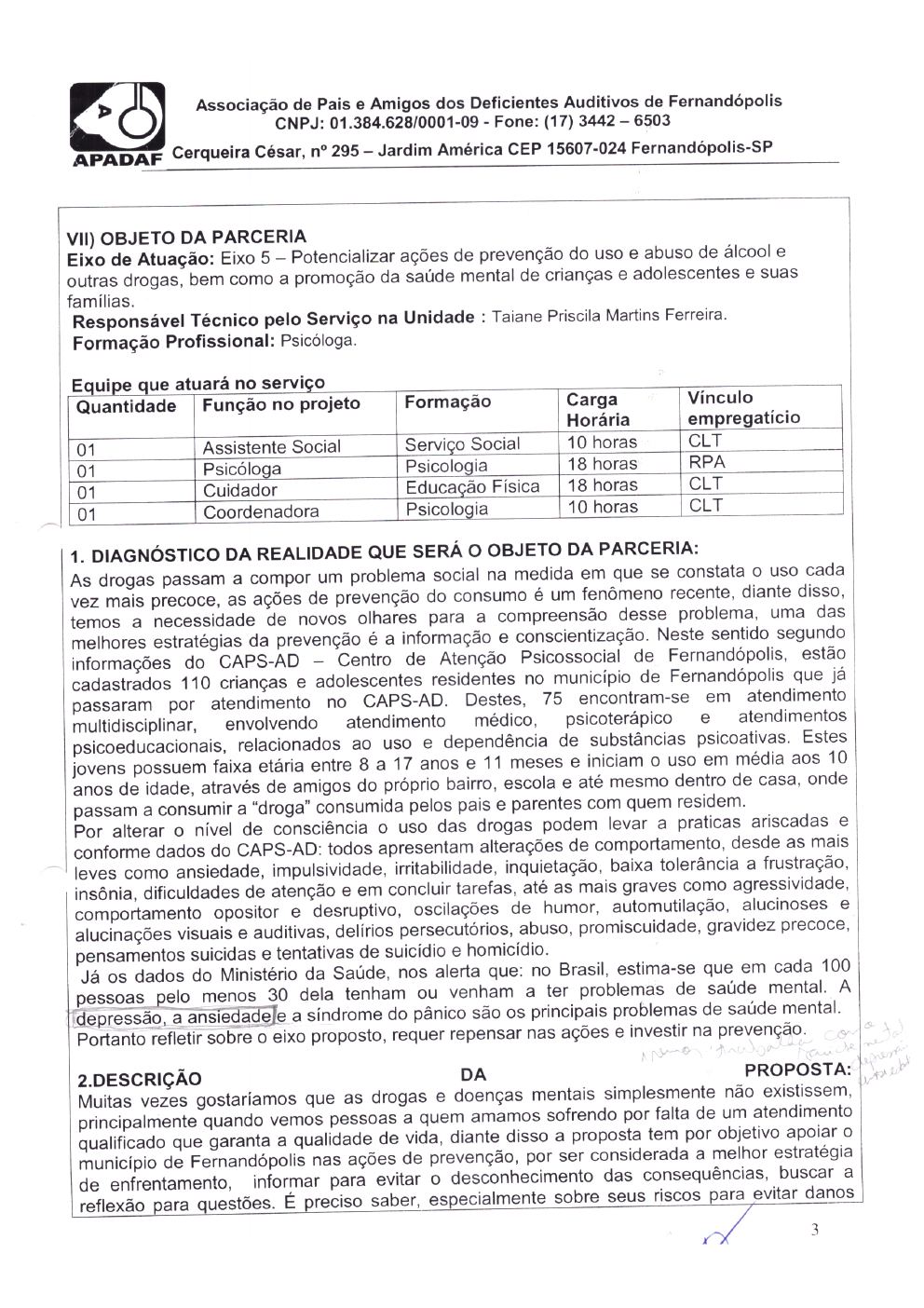 Página 3 de Plano de Trabalho — Projeto CMDCA — 2019