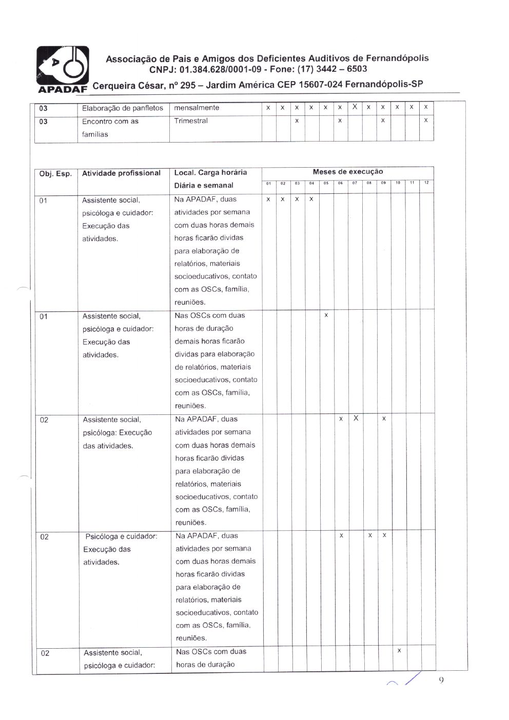 Página 9 de Plano de Trabalho — Projeto CMDCA — 2019
