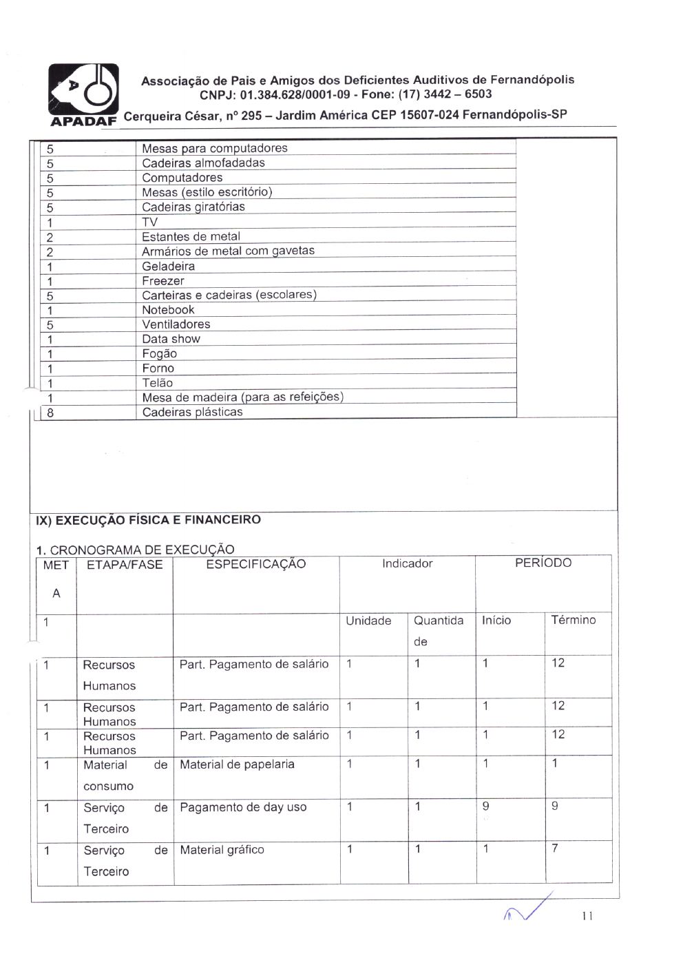 Página 11 de Plano de Trabalho — Projeto CMDCA — 2019