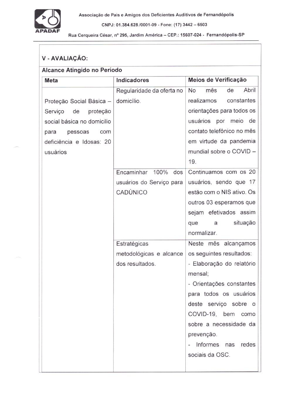Página 9 de Prestação de Contas Mensal — Proteção Social Básica — Maio/2020