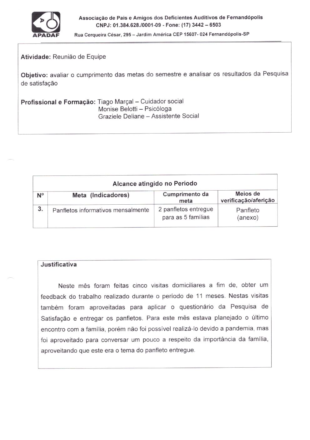 Página 5 de Prestação de Contas Mensal — Projeto CMDCA — 12ª Parcela — Agosto/2020