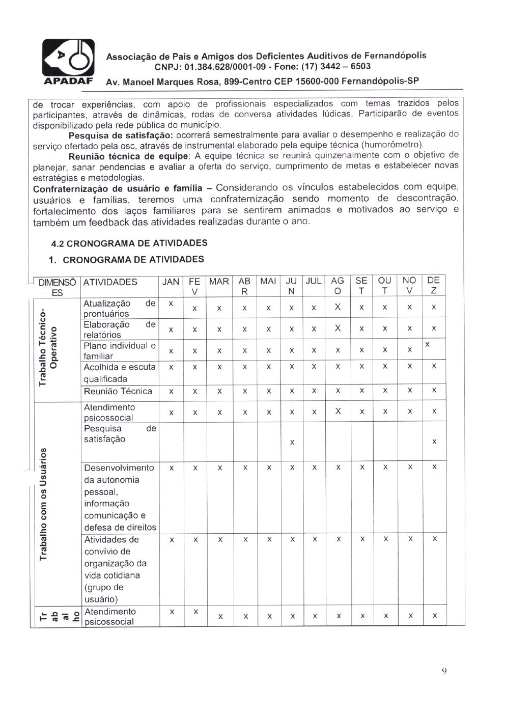 Página 9 de Plano de Trabalho — Proteção Social Especial de Média Complexidade — 2020