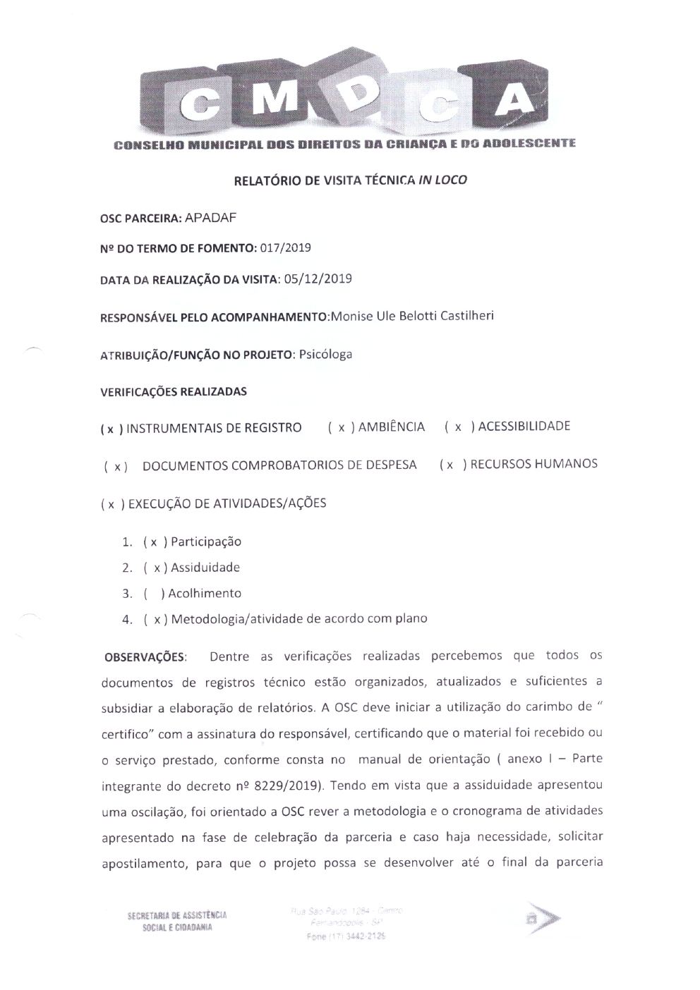 Página 3 de Certidão de Apostilamento — Plano de Trabalho do Projeto CMDCA — 2020