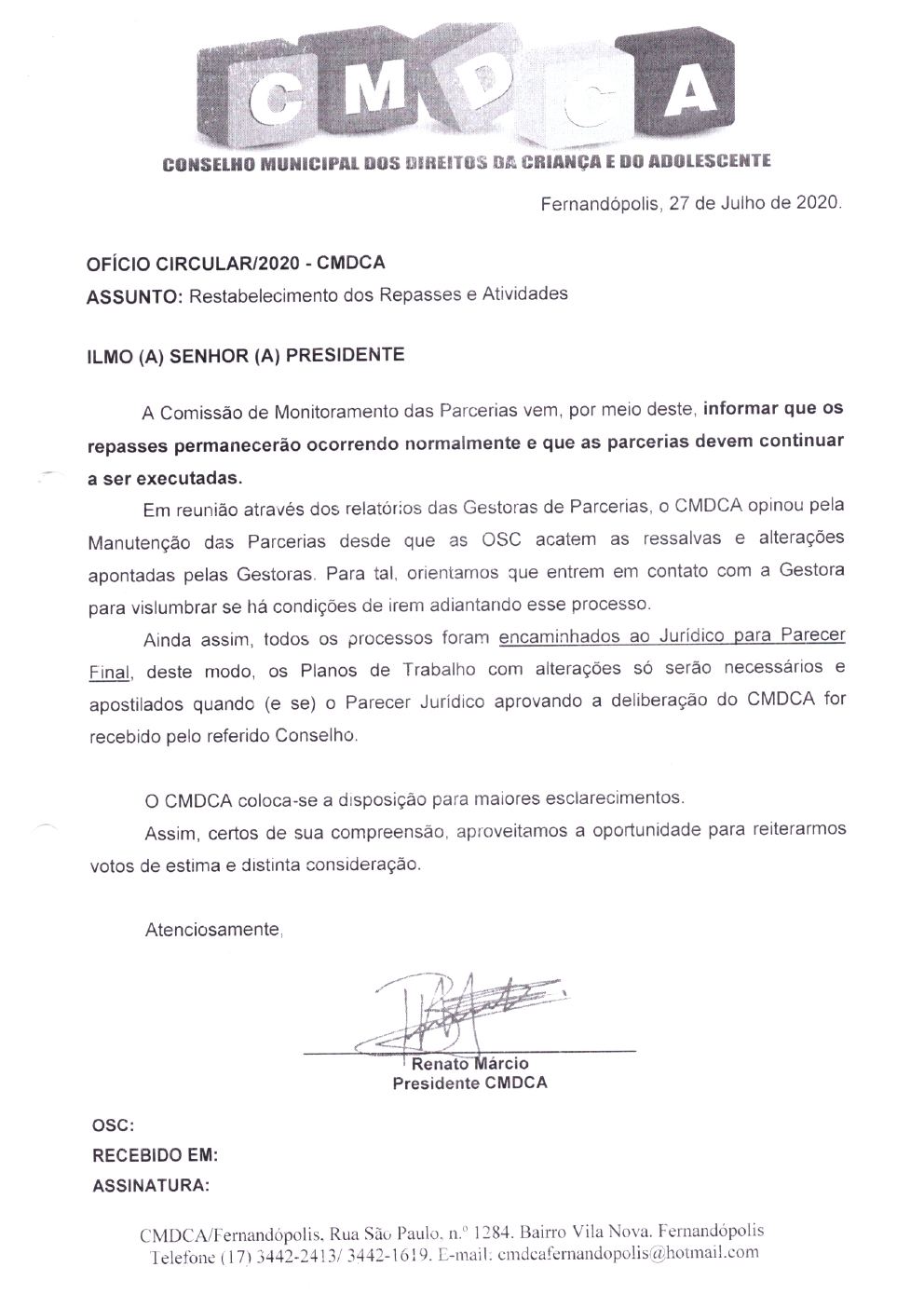 Página 4 de Certidão de Apostilamento — Plano de Trabalho do Projeto CMDCA — 2020