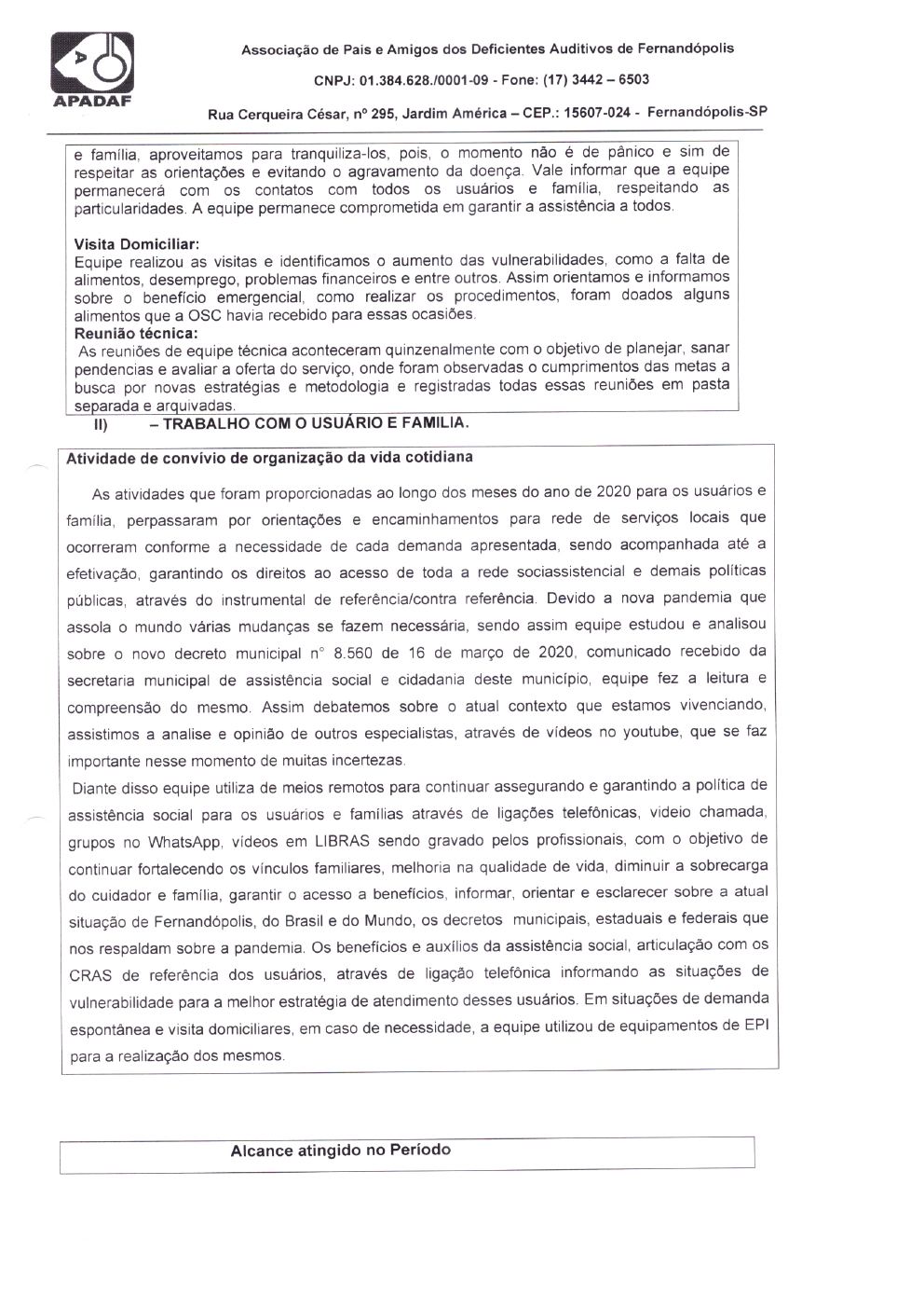 Página 4 de Prestação de Contas Final da Parceria — Média Complexidade — Termo de Colaboração nº 005/2019