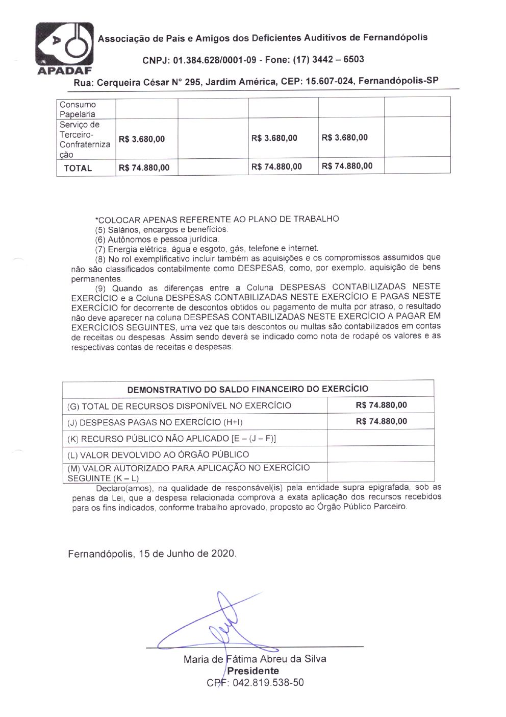Página 22 de Prestação de Contas Final da Parceria — Média Complexidade — Termo de Colaboração nº 005/2019