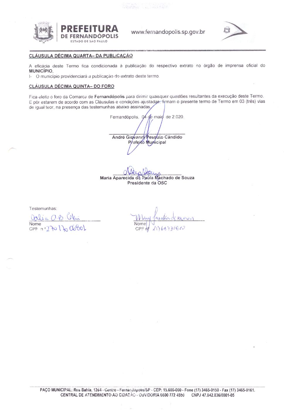 Página 5 de Termo de Fomento nº 002/2020 — Habilitação e Reabilitação — 2020