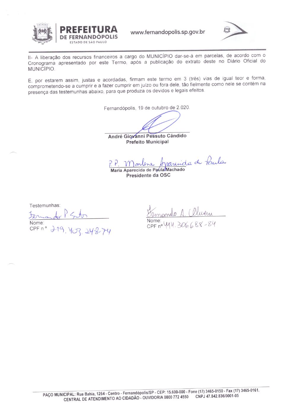 Página 2 de 1º Termo Aditivo Complementar ao Termo de Fomento nº 002/2020 — COVID-19 — 2020