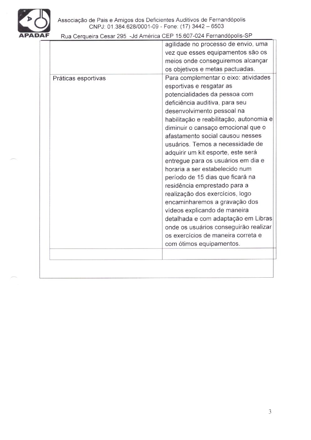 Página 3 de Plano de Trabalho do Termo Aditivo — Ações do COVID no SUAS (PSB) — 2020