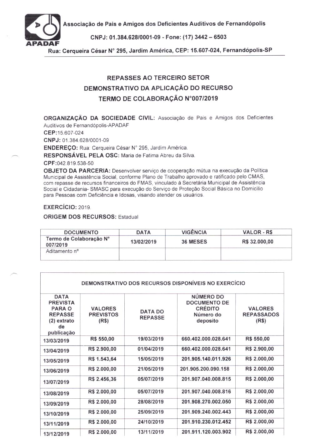 Página 17 de Prestação de Contas — Documentos Comprobatórios — Volume 1 — 2019/2020