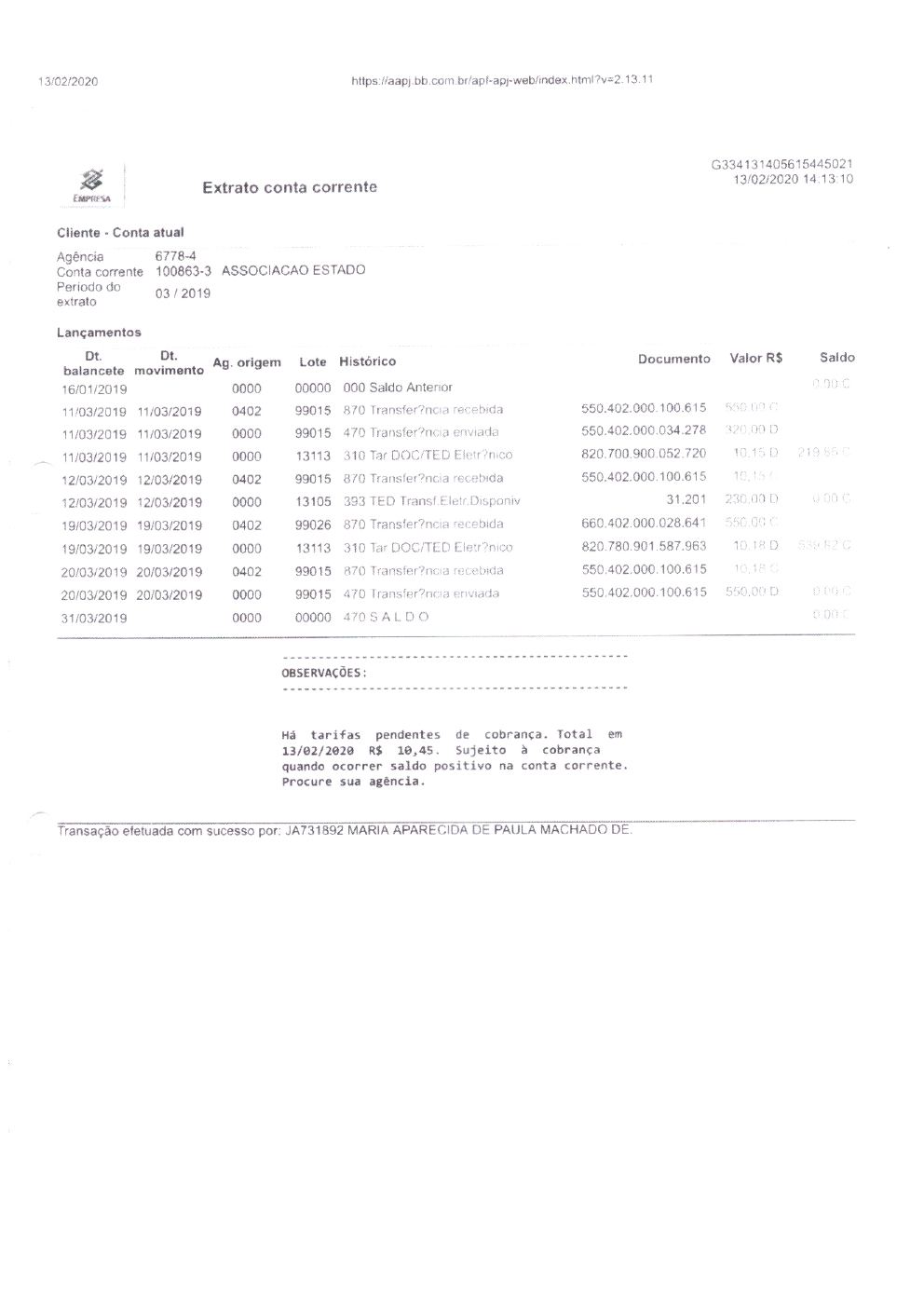 Página 22 de Prestação de Contas — Documentos Comprobatórios — Volume 1 — 2019/2020