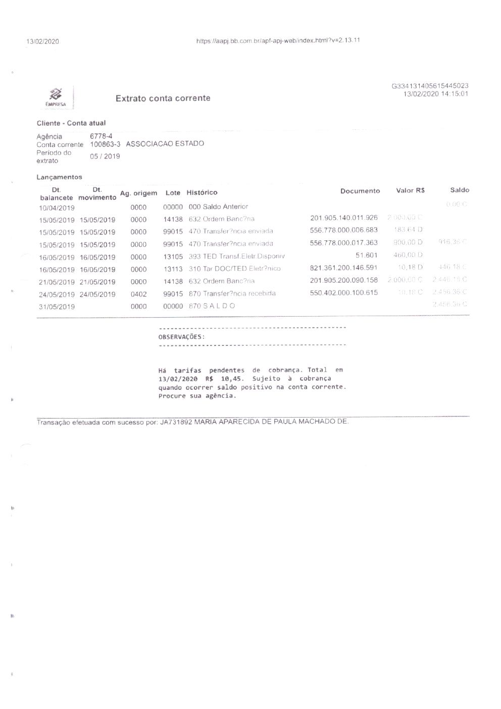 Página 34 de Prestação de Contas — Documentos Comprobatórios — Volume 1 — 2019/2020