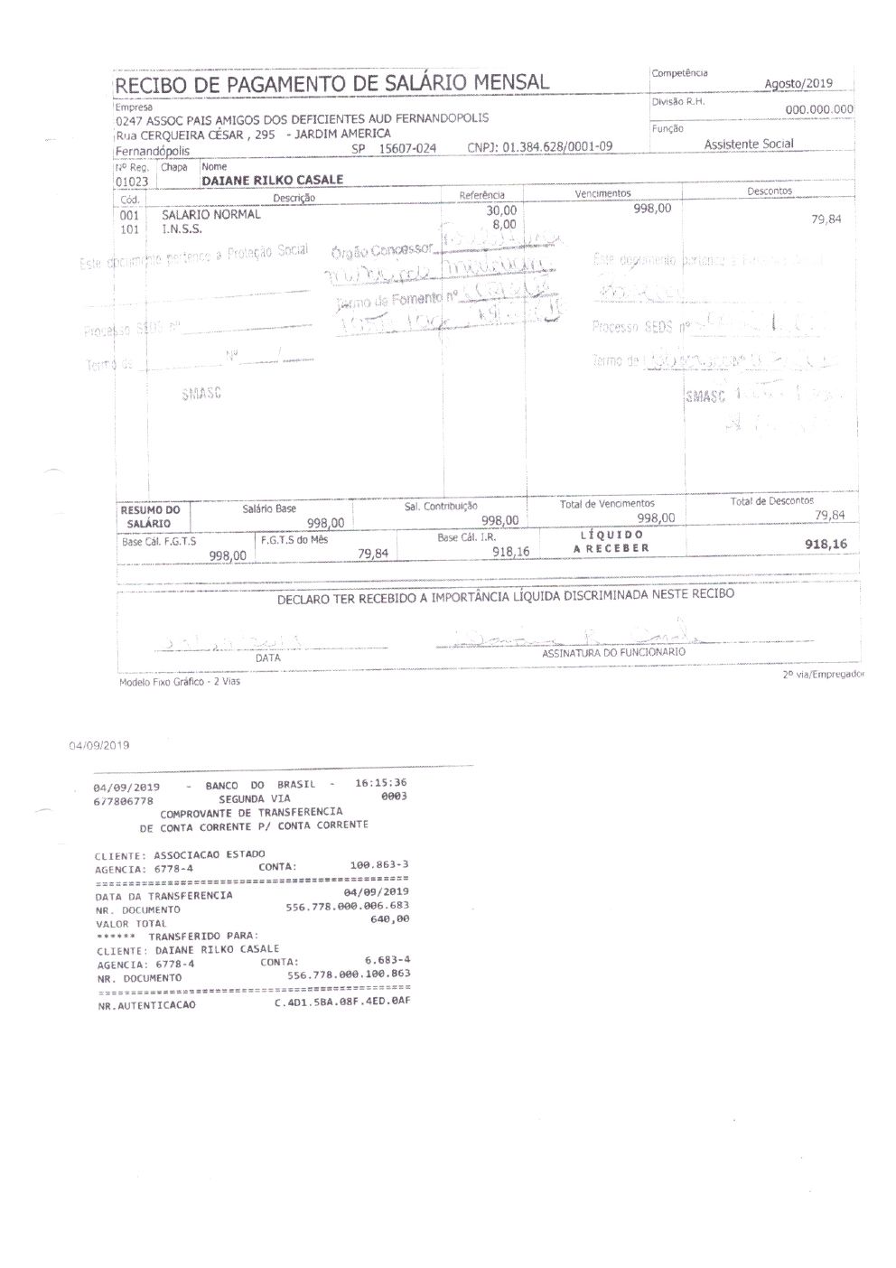 Página 3 de Prestação de Contas — Documentos Comprobatórios — Volume 2 — 2019/2020