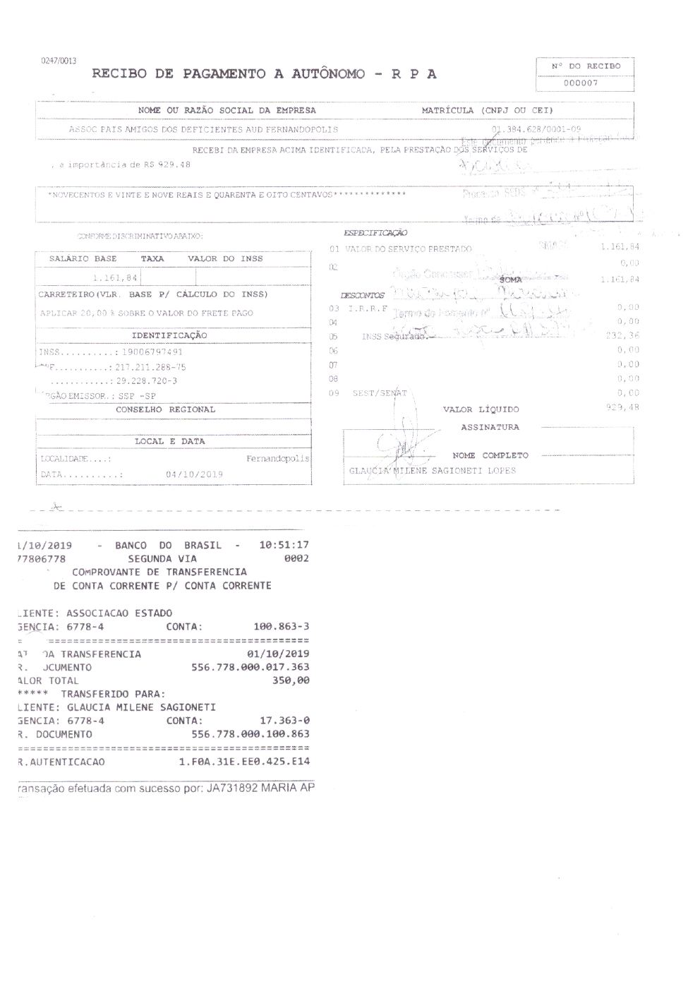Página 8 de Prestação de Contas — Documentos Comprobatórios — Volume 2 — 2019/2020