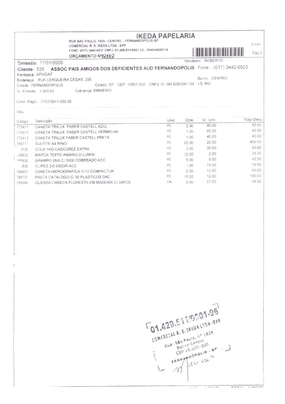 Página 29 de Prestação de Contas — Documentos Comprobatórios — Volume 2 — 2019/2020