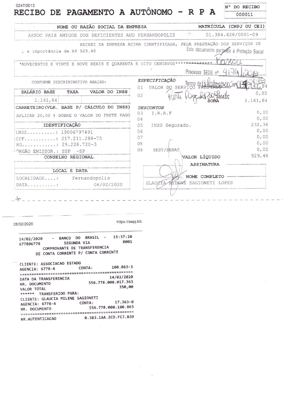 Página 38 de Prestação de Contas — Documentos Comprobatórios — Volume 2 — 2019/2020