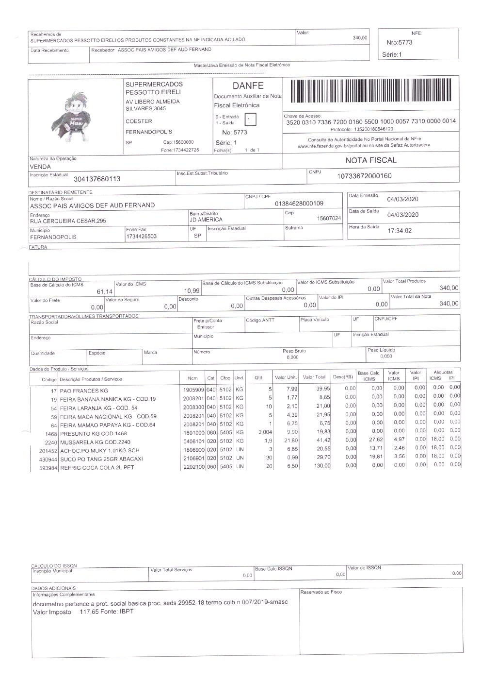 Página 40 de Prestação de Contas — Documentos Comprobatórios — Volume 2 — 2019/2020