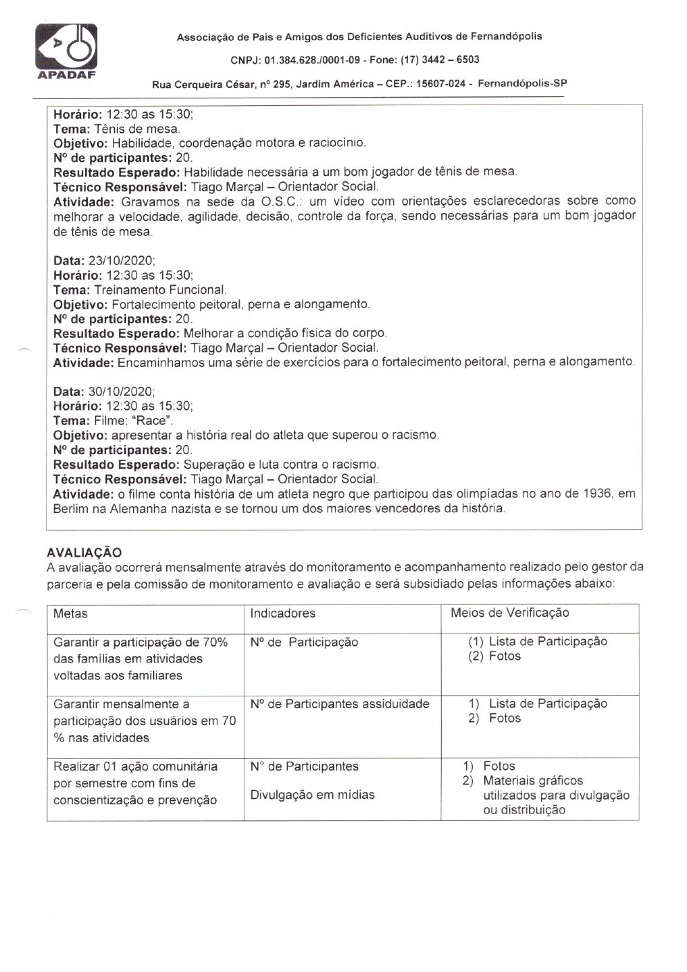 Página 11 de Prestação de Contas Mensal — Habilitação e Reabilitação — 6ª Parcela — Novembro/2020