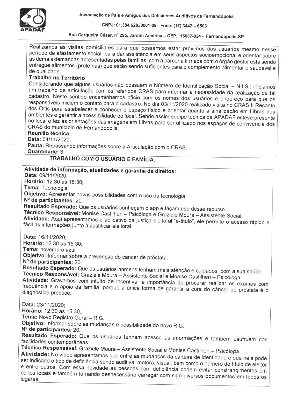 Página 7 de Prestação de Contas Mensal — Habilitação e Reabilitação — 7ª Parcela — Dezembro/2020