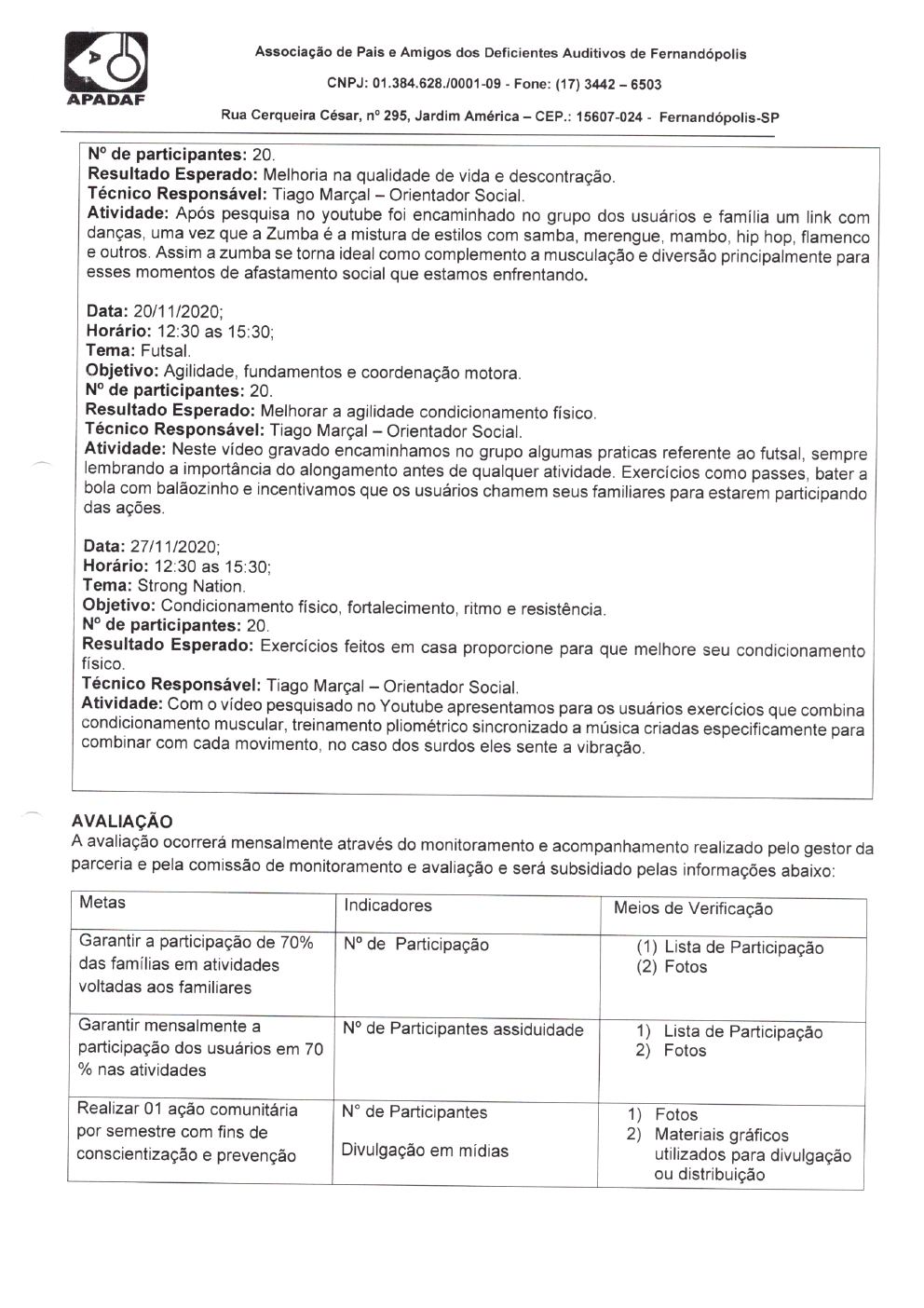 Página 11 de Prestação de Contas Mensal — Habilitação e Reabilitação — 7ª Parcela — Dezembro/2020