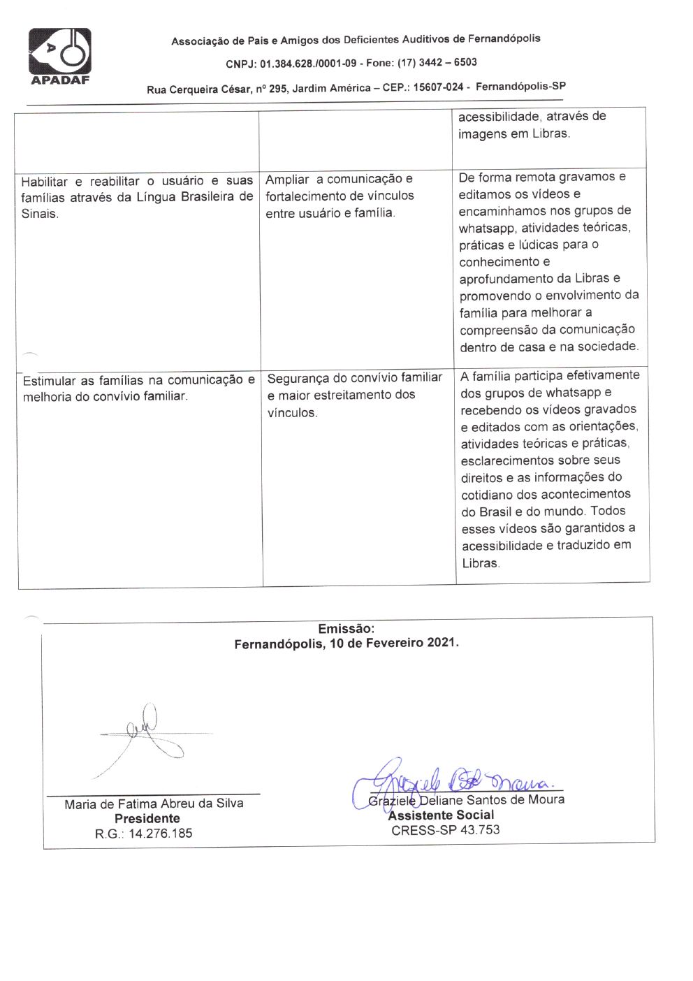 Página 11 de Prestação de Contas Mensal — Habilitação e Reabilitação — 1ª Parcela — Fevereiro/2021