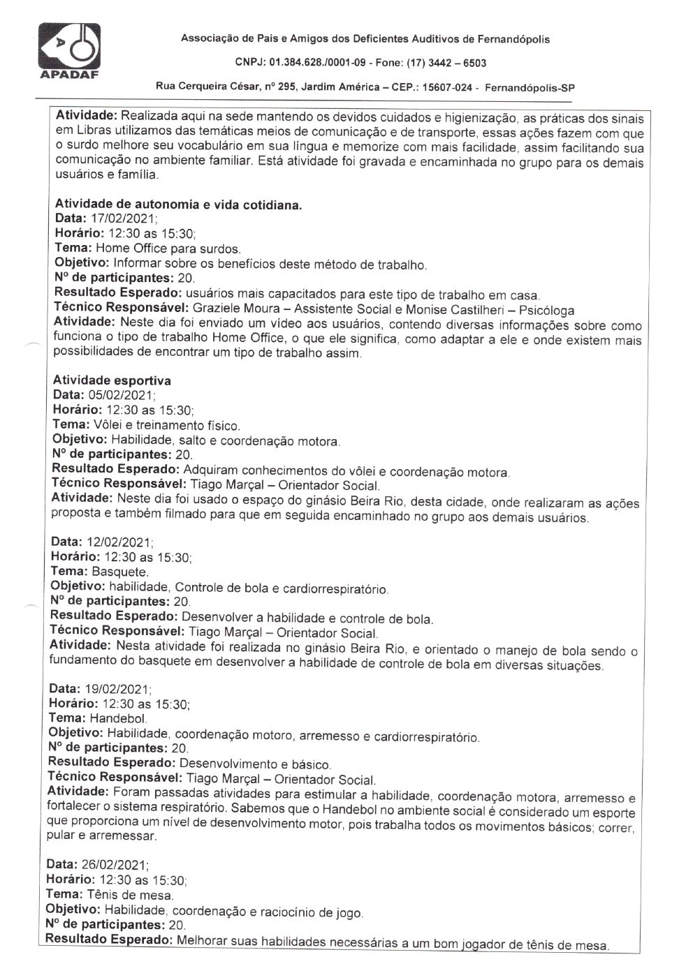 Página 8 de Prestação de Contas Mensal — Habilitação e Reabilitação — 2ª Parcela — Março/2021