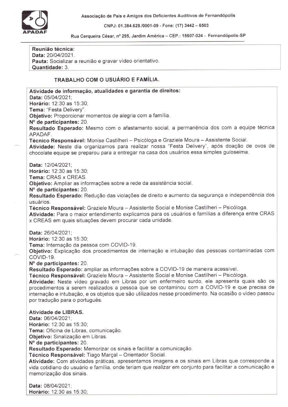 Página 7 de Prestação de Contas Mensal — Habilitação e Reabilitação — 4ª Parcela — Maio/2021
