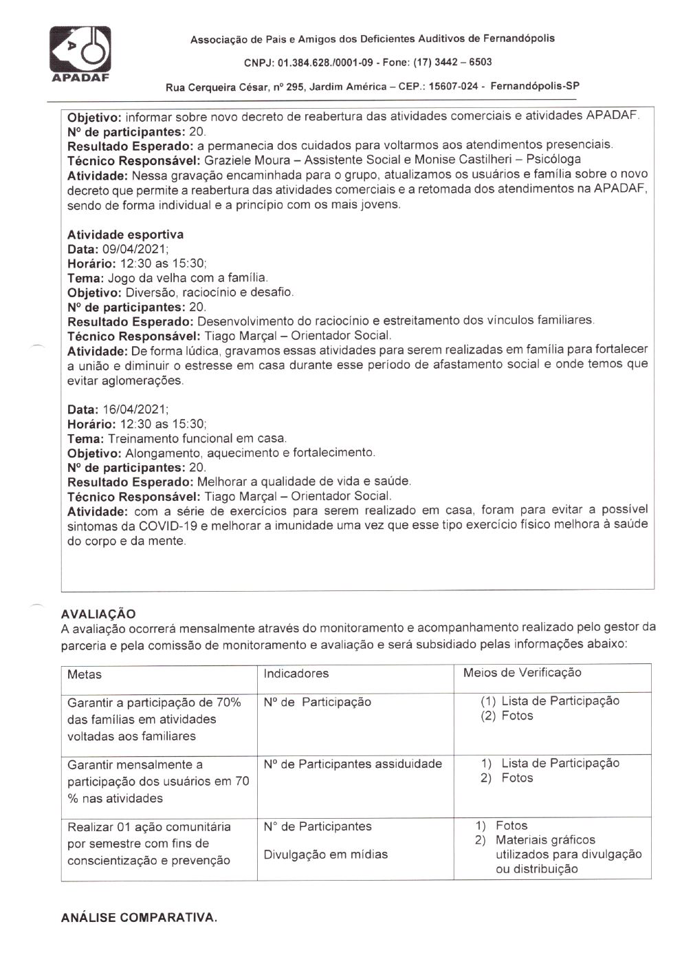Página 9 de Prestação de Contas Mensal — Habilitação e Reabilitação — 4ª Parcela — Maio/2021
