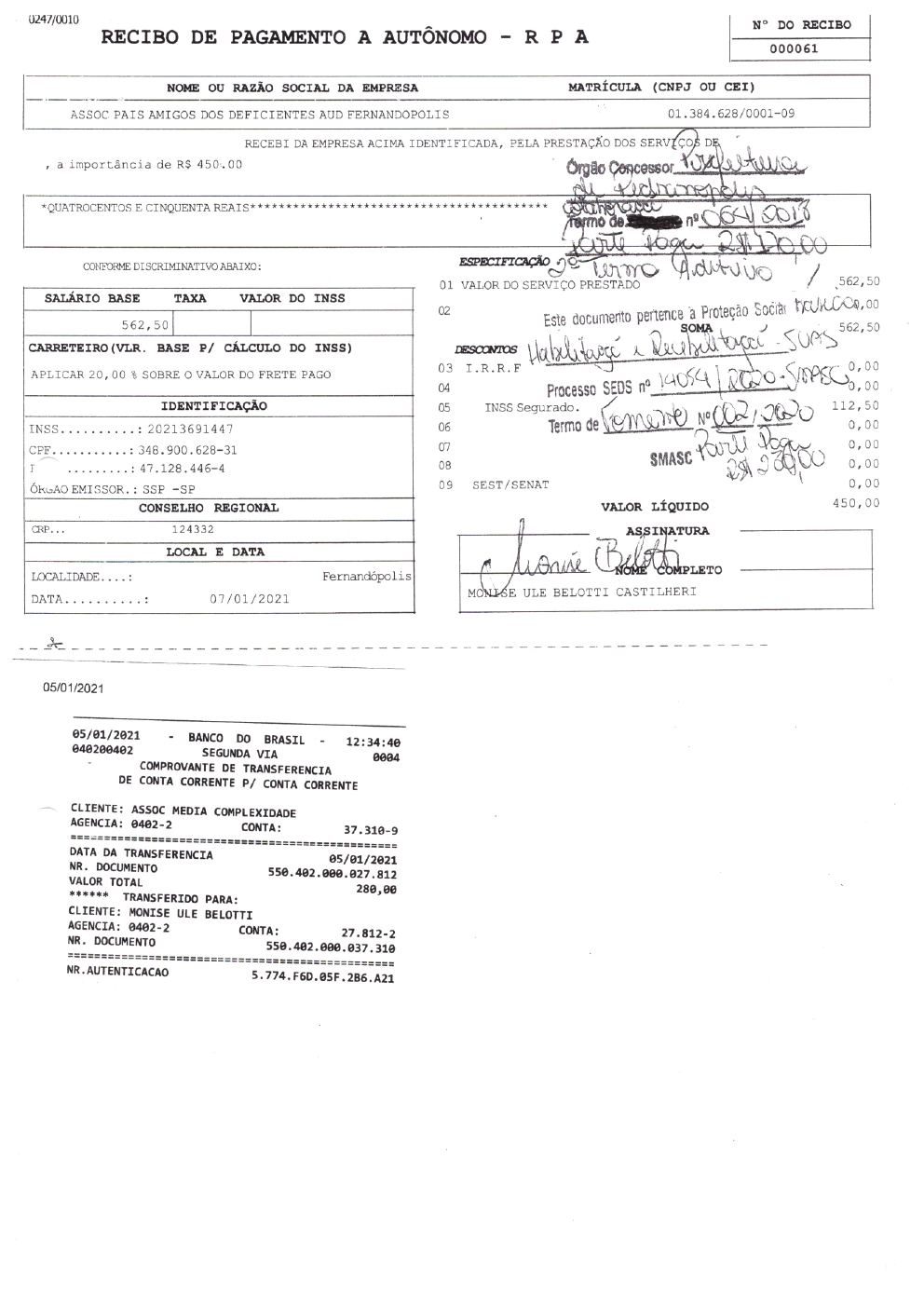 Página 21 de Prestação de Contas Anual — Habilitação e Reabilitação — 2020 — Parte 2 (Comprovantes)