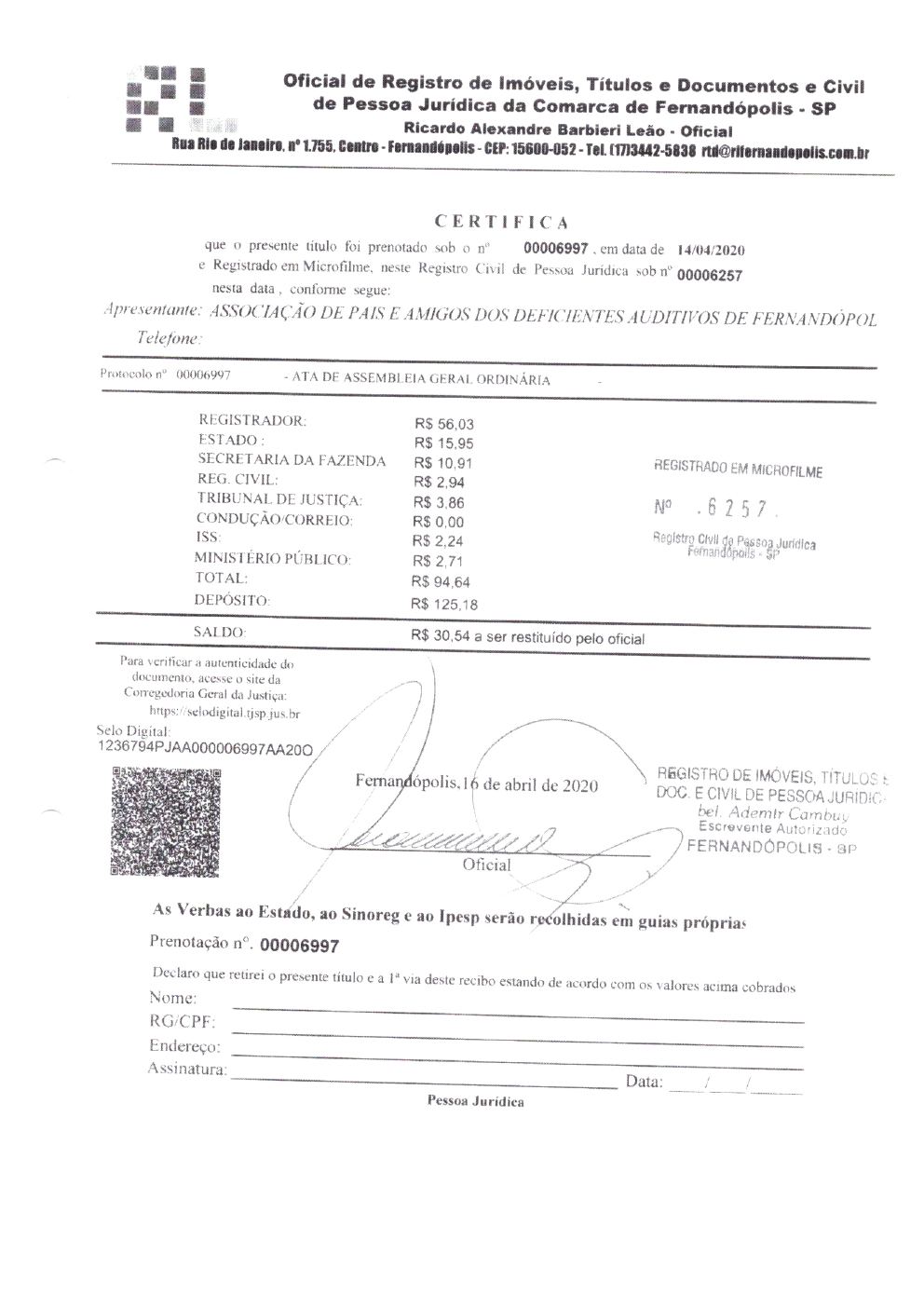Página 18 de Prestação de Contas — 1º Termo Aditivo (COVID-19) ao Termo de Fomento nº 002/2020 — 2020