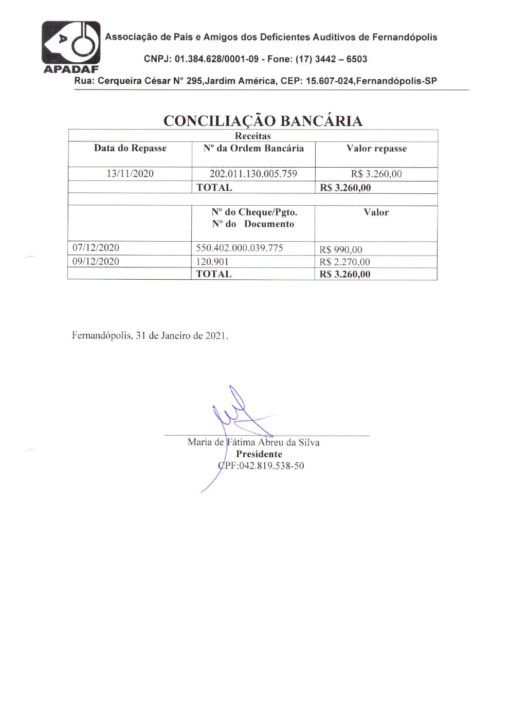 Página 35 de Prestação de Contas — 1º Termo Aditivo (COVID-19) ao Termo de Fomento nº 002/2020 — 2020