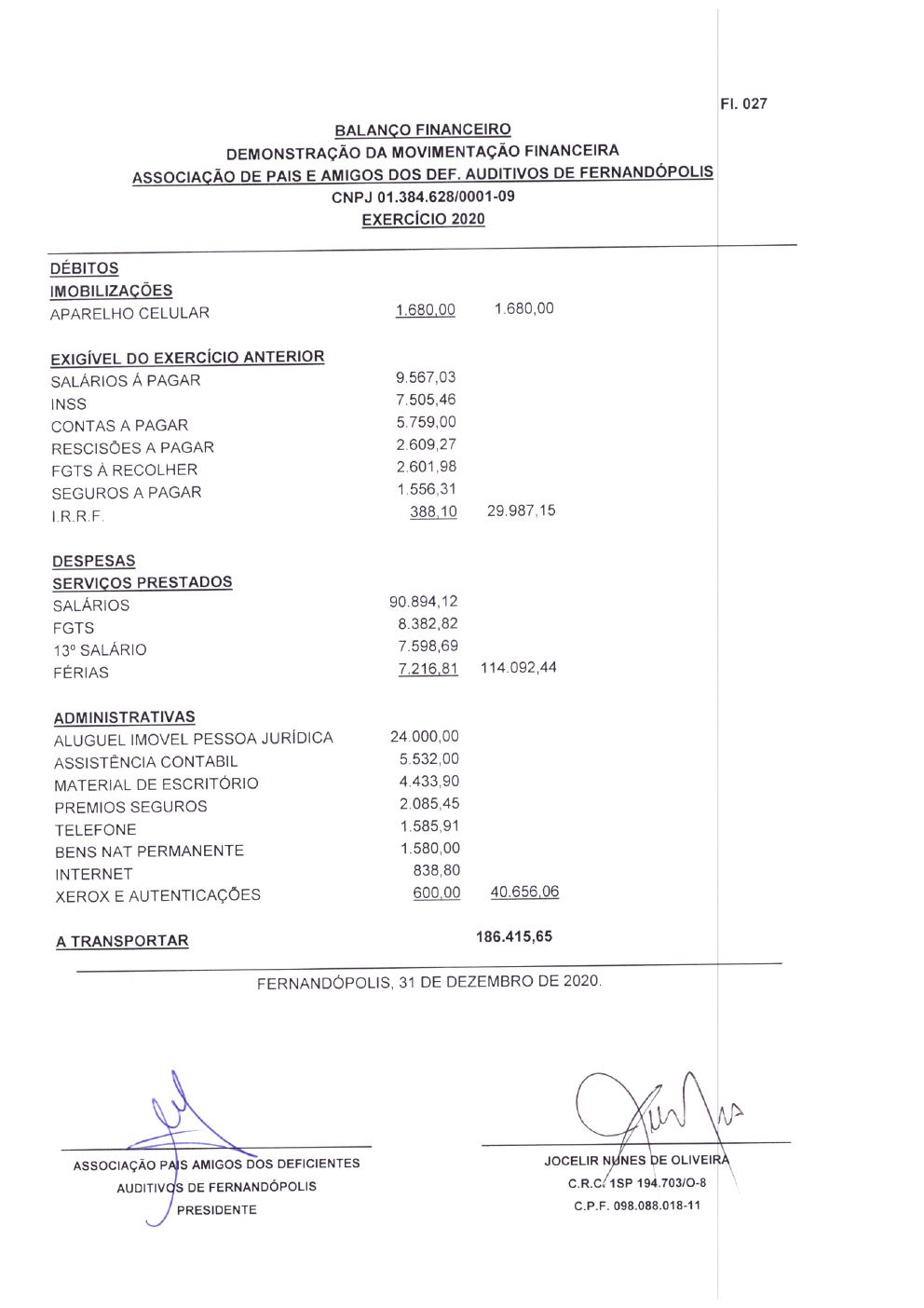 Página 2 de Demonstrações Contábeis — Exercício 2020