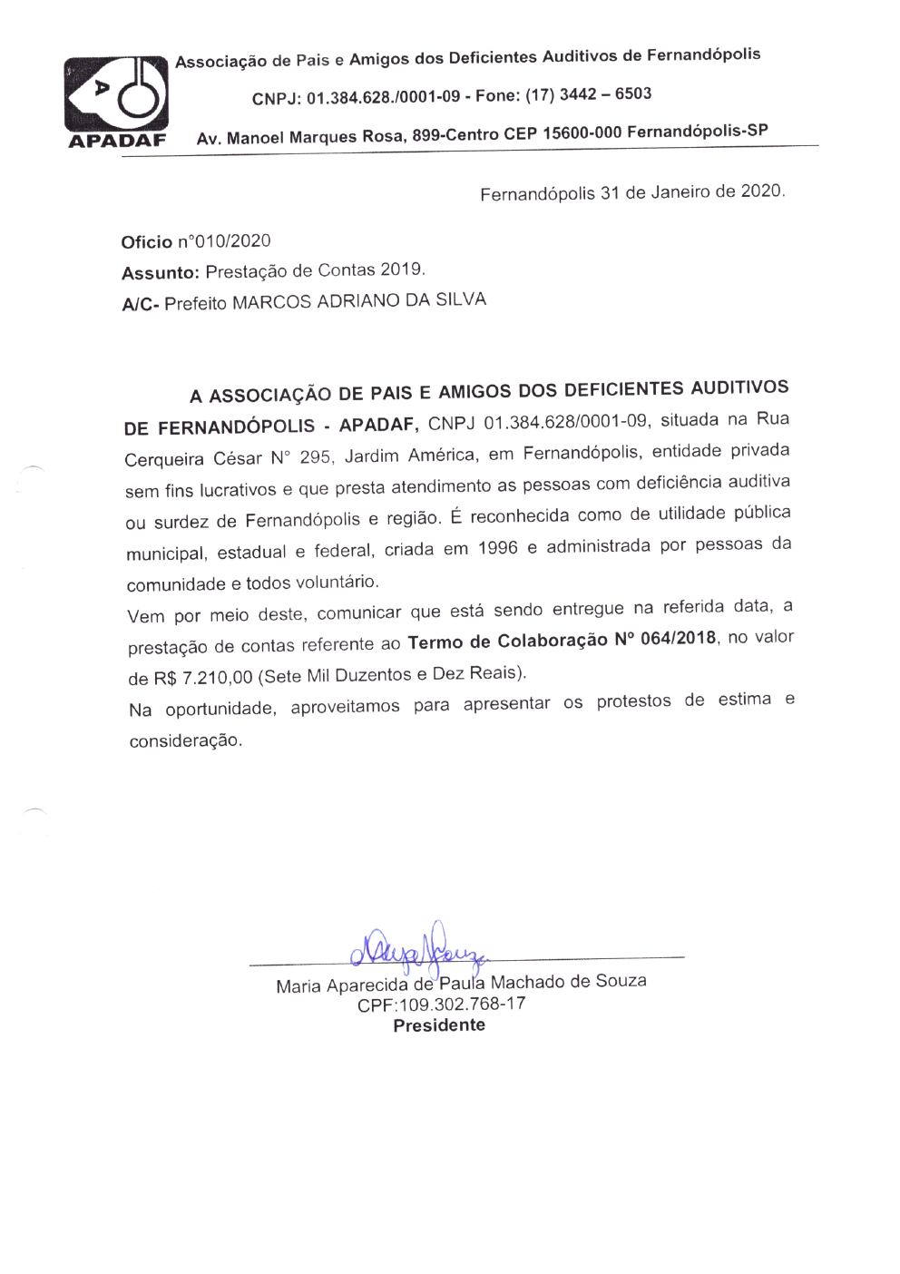 Página 2 de Prestação de Contas Anual — Pedranópolis — 2019 — Volume 1