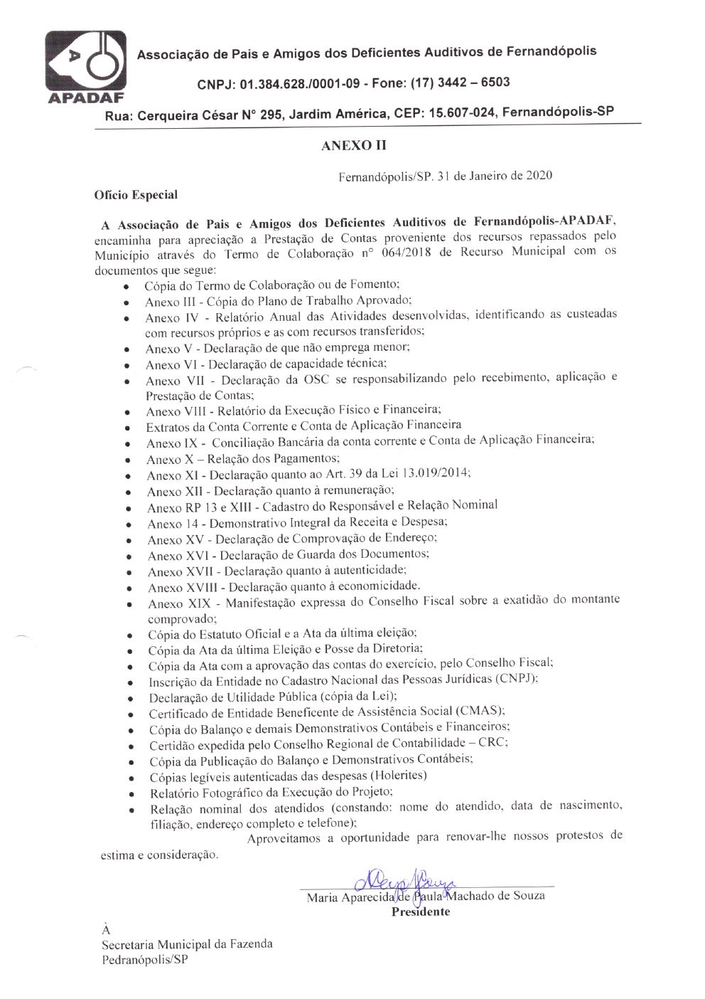 Página 3 de Prestação de Contas Anual — Pedranópolis — 2019 — Volume 1