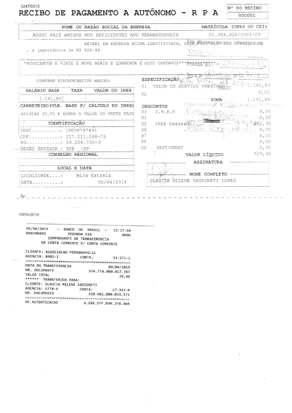 Página 5 de Prestação de Contas Anual — Pedranópolis — 2019 — Volume 2 (Extratos e Comprovantes)