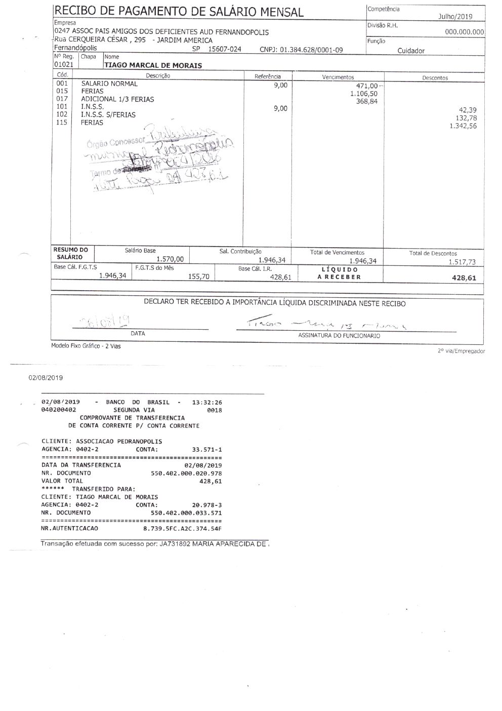 Página 14 de Prestação de Contas Anual — Pedranópolis — 2019 — Volume 2 (Extratos e Comprovantes)