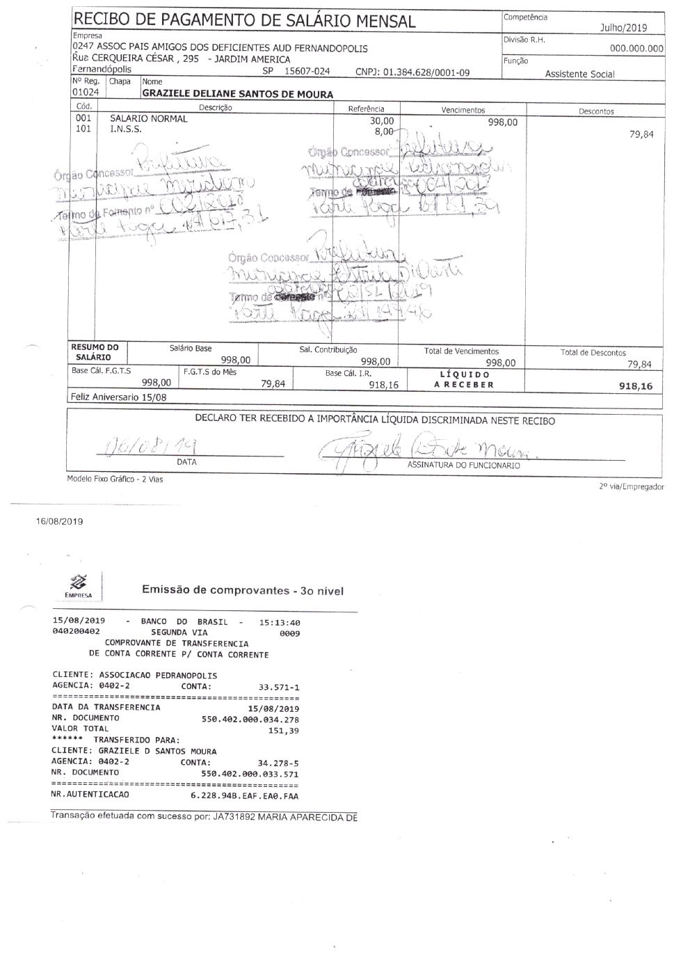 Página 16 de Prestação de Contas Anual — Pedranópolis — 2019 — Volume 2 (Extratos e Comprovantes)