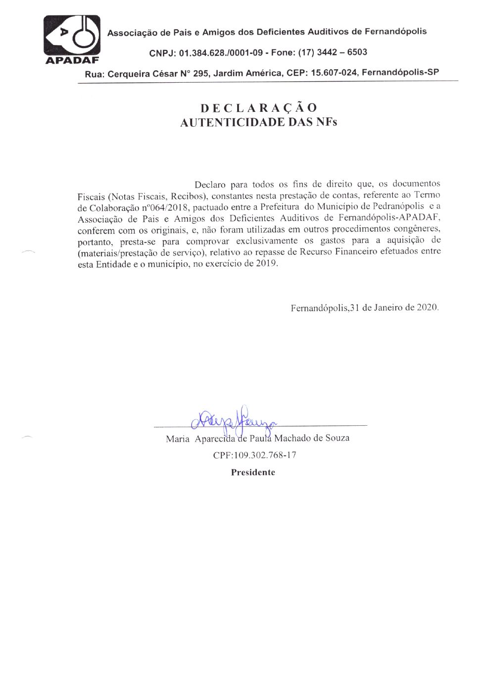 Página 36 de Prestação de Contas Anual — Pedranópolis — 2019 — Volume 2 (Extratos e Comprovantes)