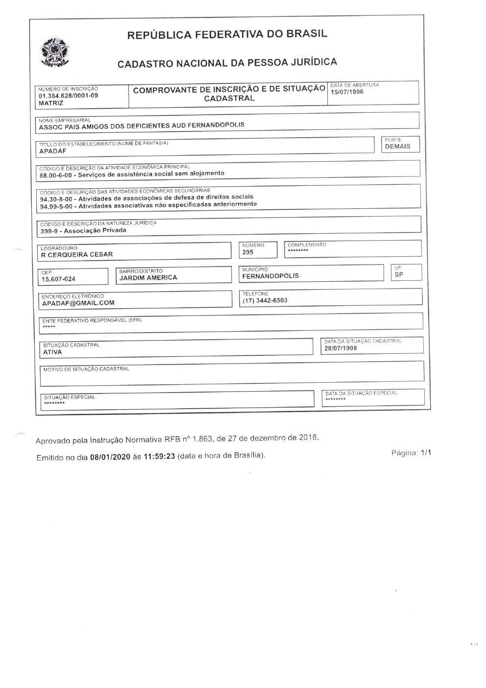 Página 13 de Prestação de Contas Anual — Pedranópolis — 2019 — Volume 3 (Documentos Institucionais)