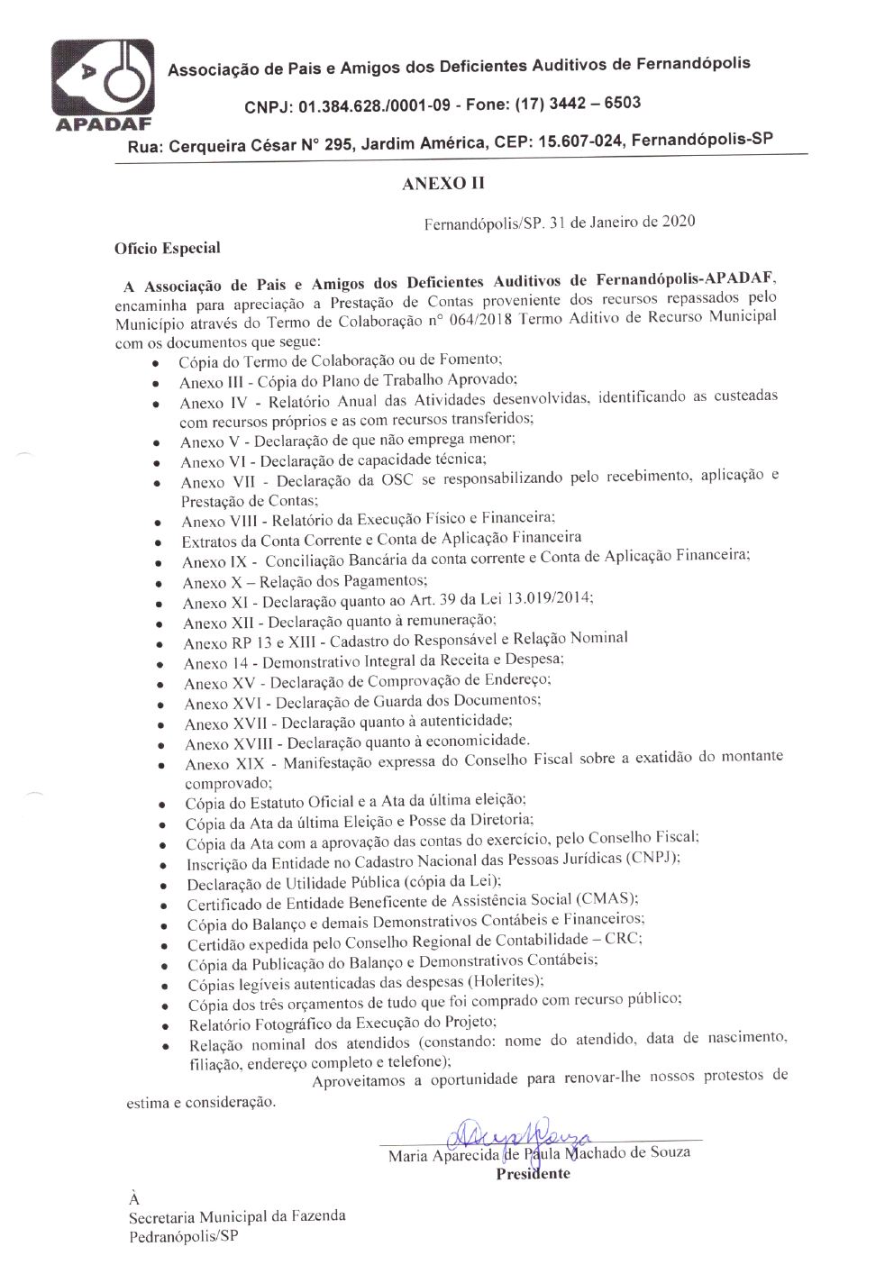 Página 2 de Prestação de Contas Anual — Pedranópolis — 2019 — Volume 4