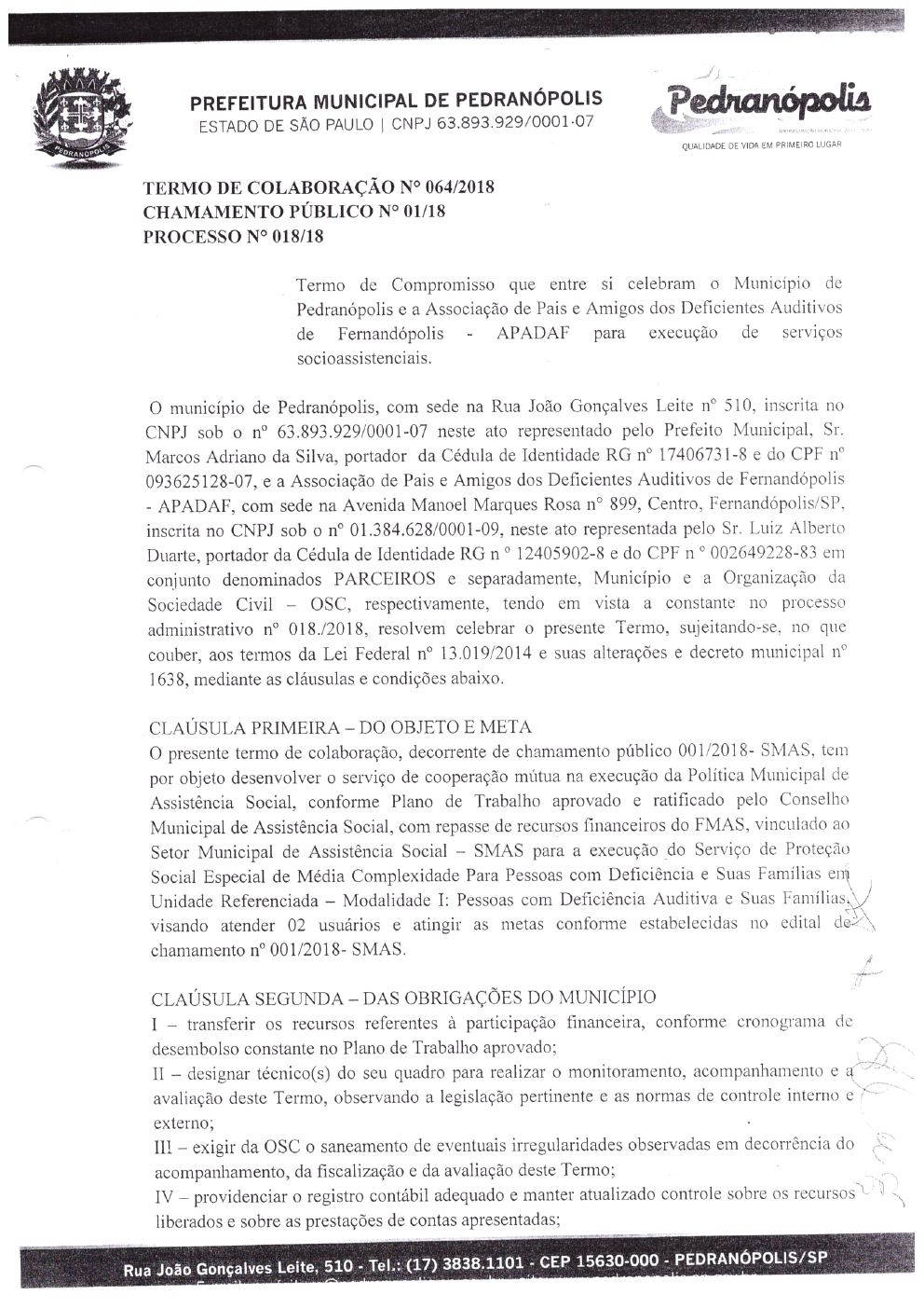 Página 4 de Prestação de Contas Anual — Pedranópolis — 2019 — Volume 4