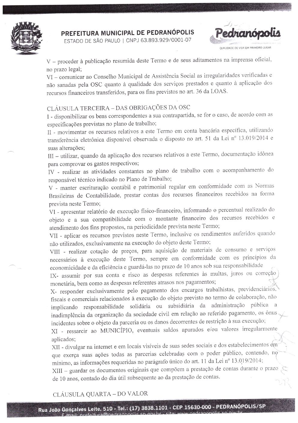 Página 5 de Prestação de Contas Anual — Pedranópolis — 2019 — Volume 4