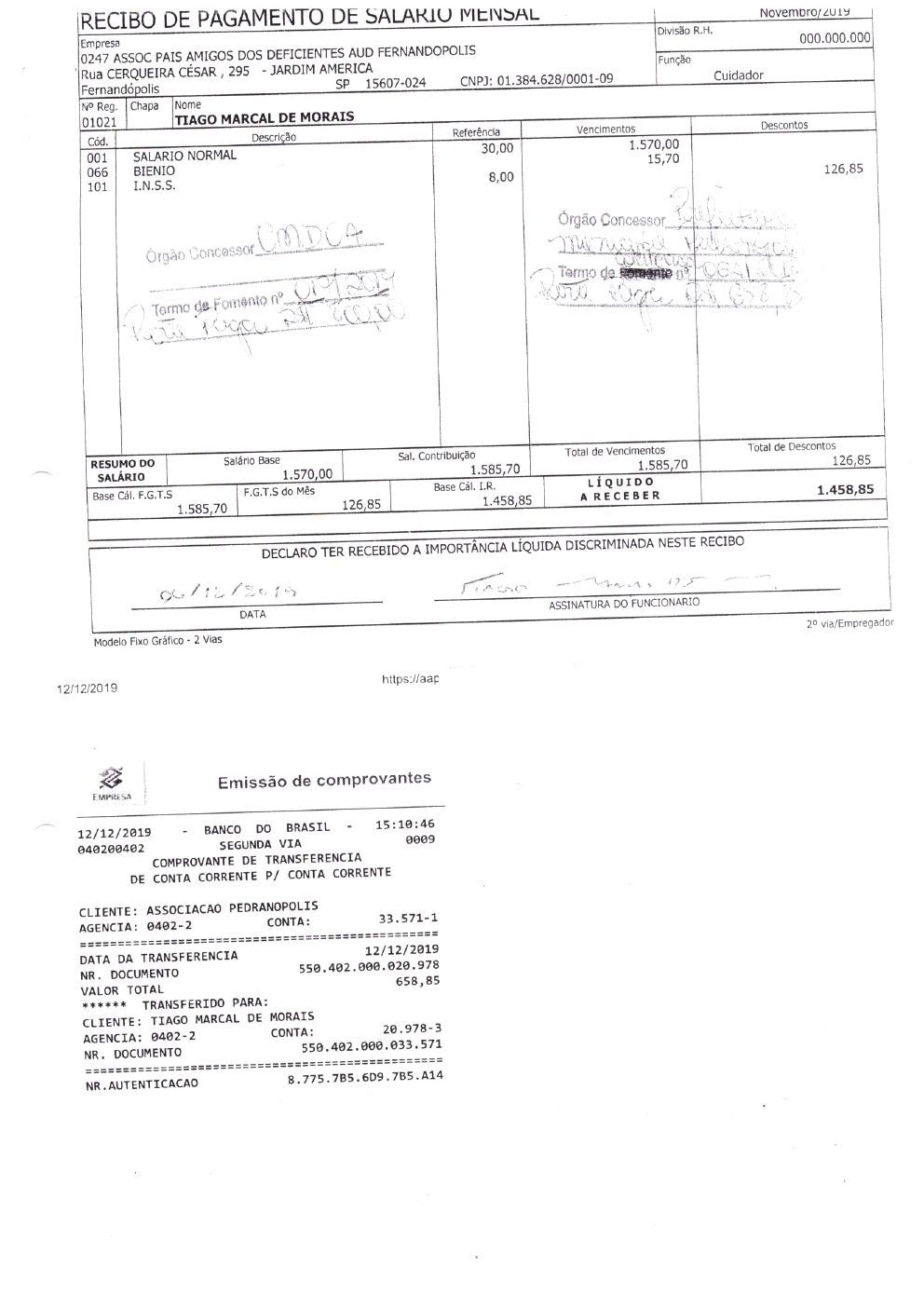 Página 2 de Prestação de Contas Anual — Pedranópolis — 2019 — Volume 5 (Extratos e Comprovantes)