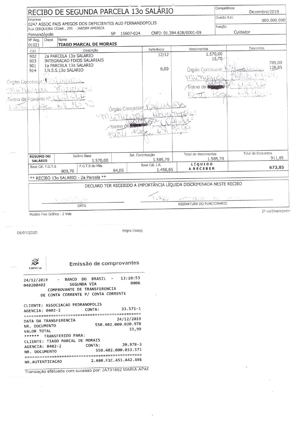 Página 6 de Prestação de Contas Anual — Pedranópolis — 2019 — Volume 5 (Extratos e Comprovantes)