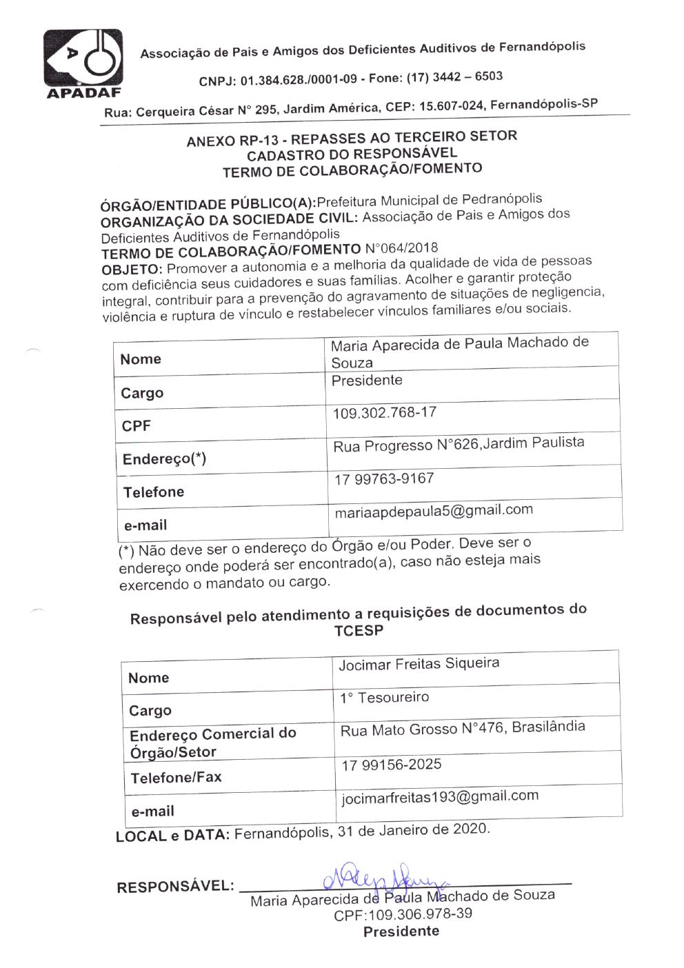 Página 11 de Prestação de Contas Anual — Pedranópolis — 2019 — Volume 5 (Extratos e Comprovantes)