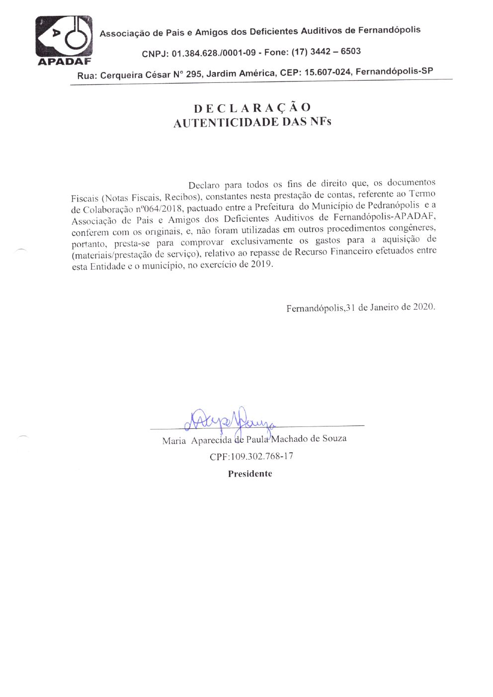 Página 23 de Prestação de Contas Anual — Pedranópolis — 2019 — Volume 5 (Extratos e Comprovantes)