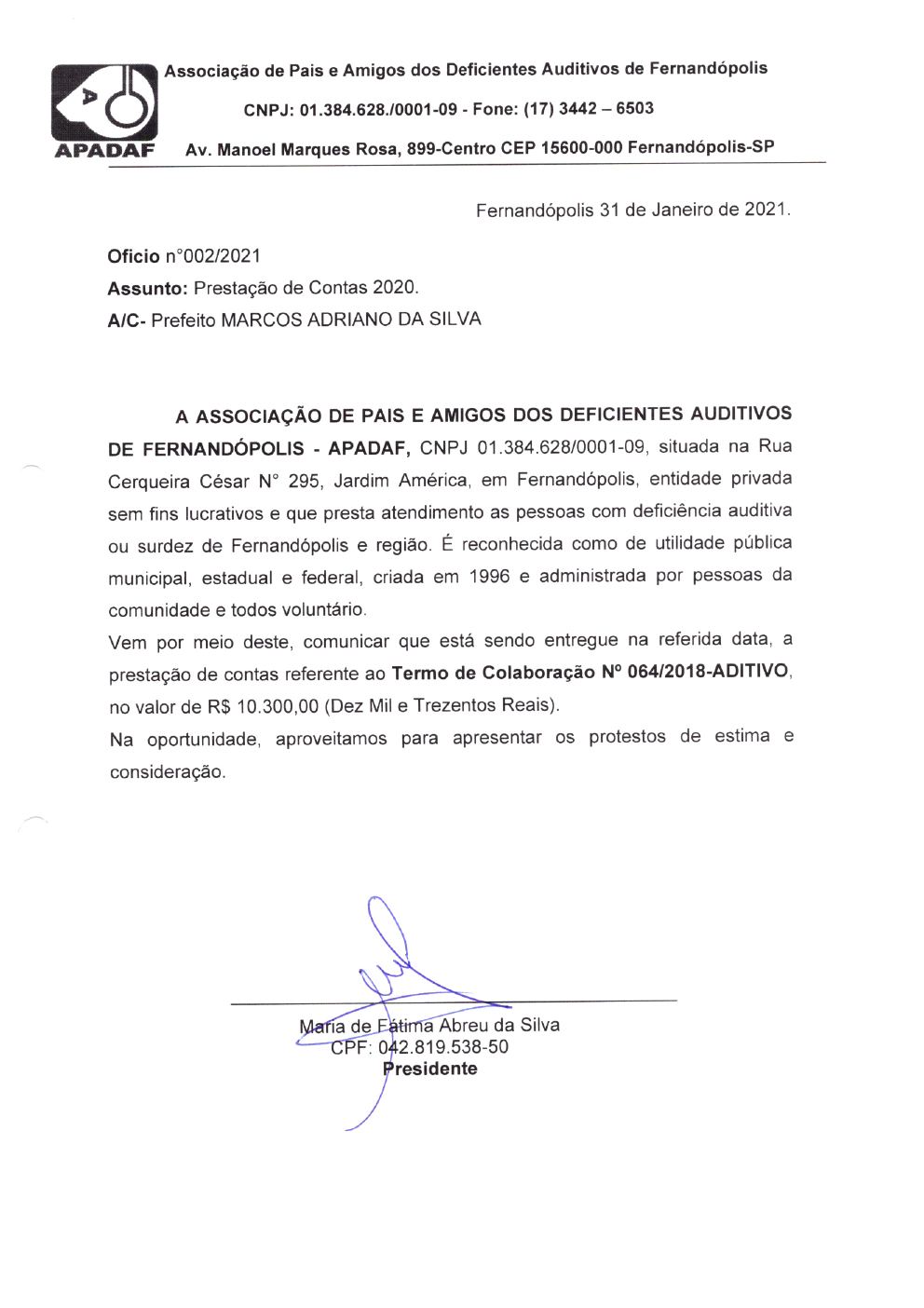 Página 2 de Prestação de Contas Anual — Pedranópolis — 2020 — Volume 1
