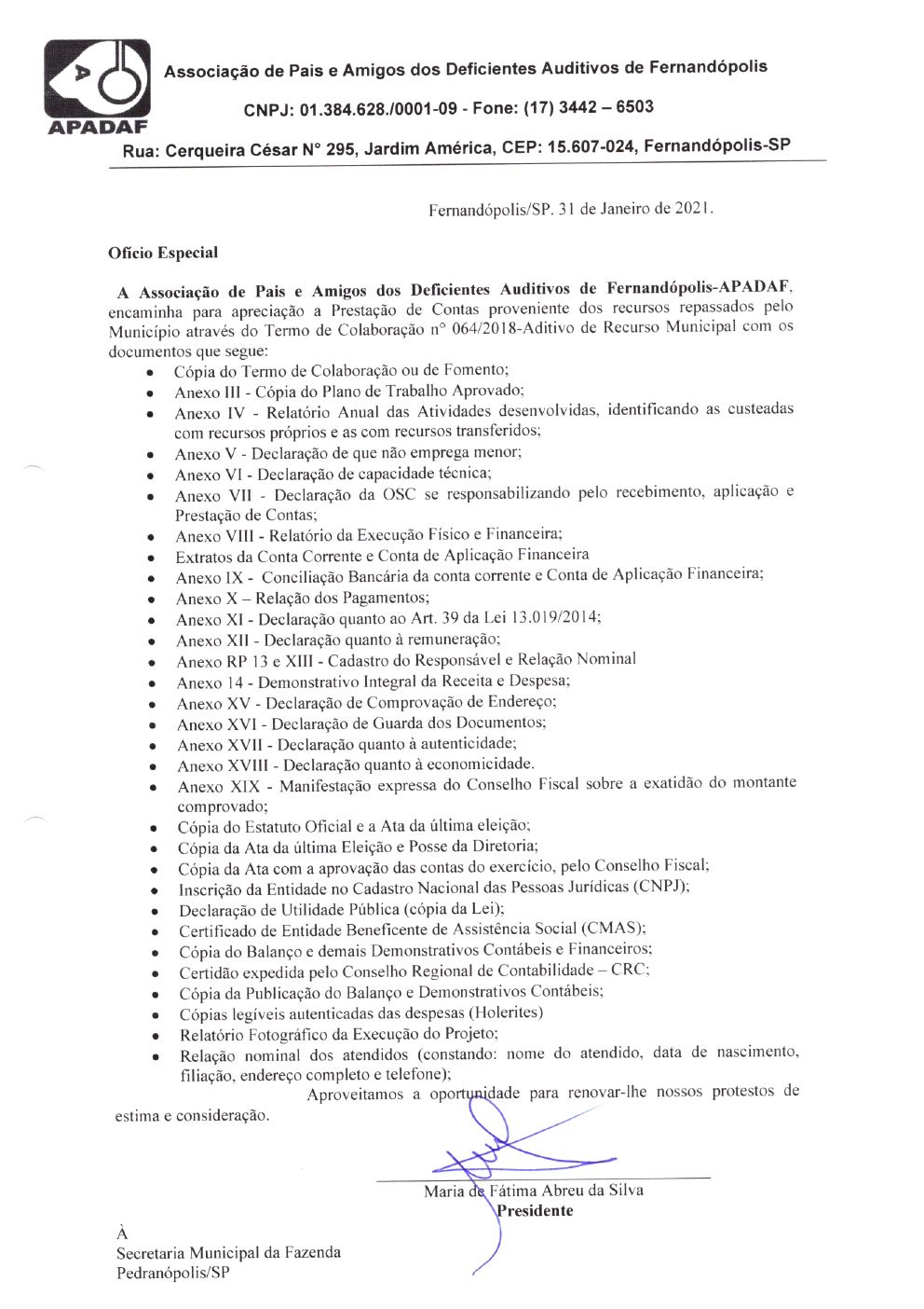 Página 3 de Prestação de Contas Anual — Pedranópolis — 2020 — Volume 1